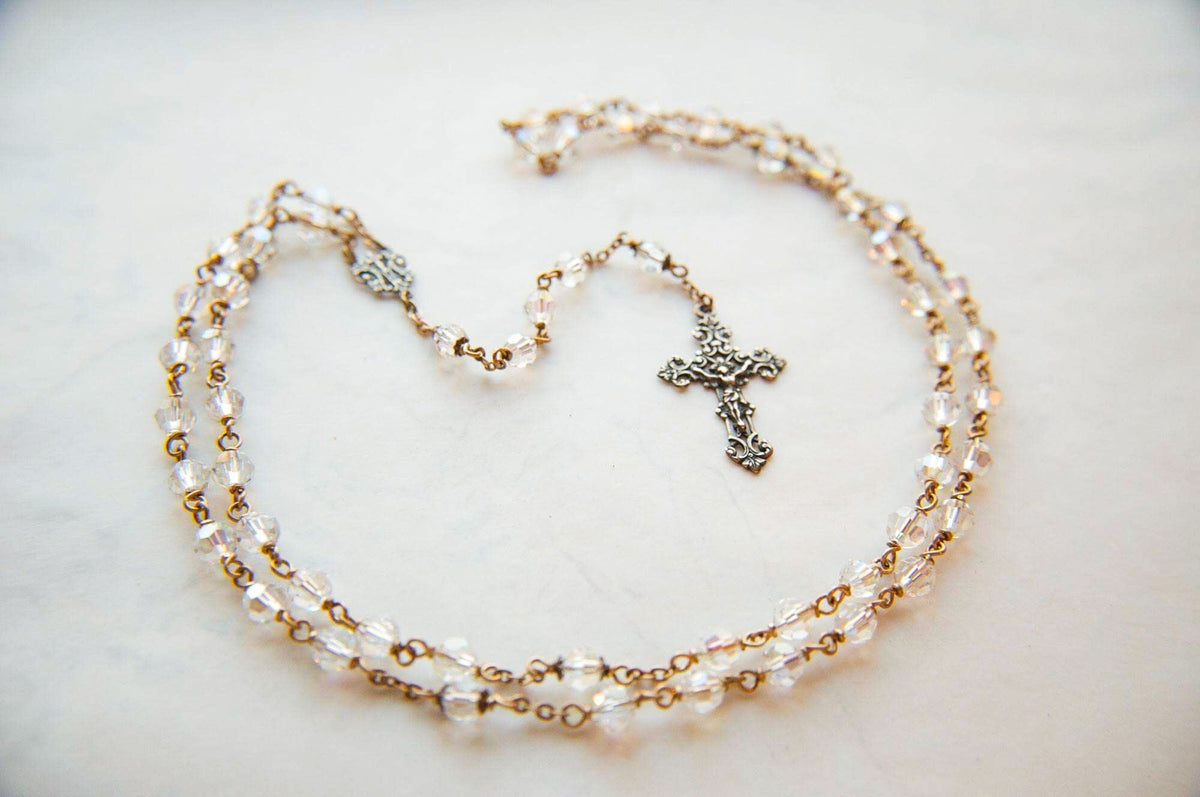 Bronze and Swarovski Crystal handmade wire-wrapped rosary at novenarose.com