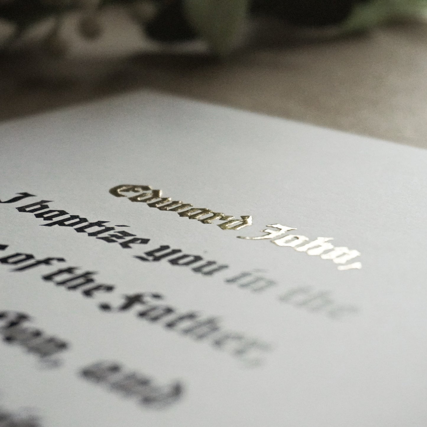 Personalized Baptism Keepsake Print with 24k Gold Leaf