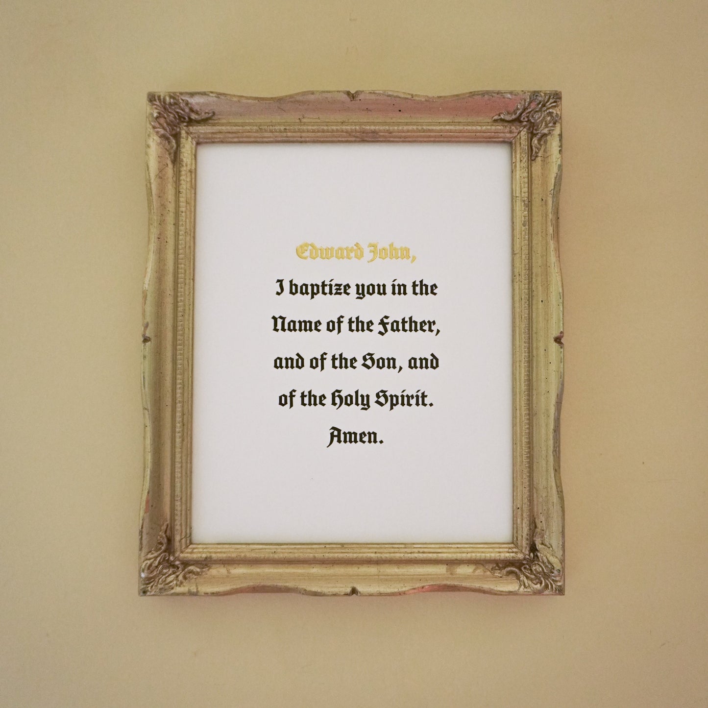 Personalized Baptism Keepsake Print with 24k Gold Leaf