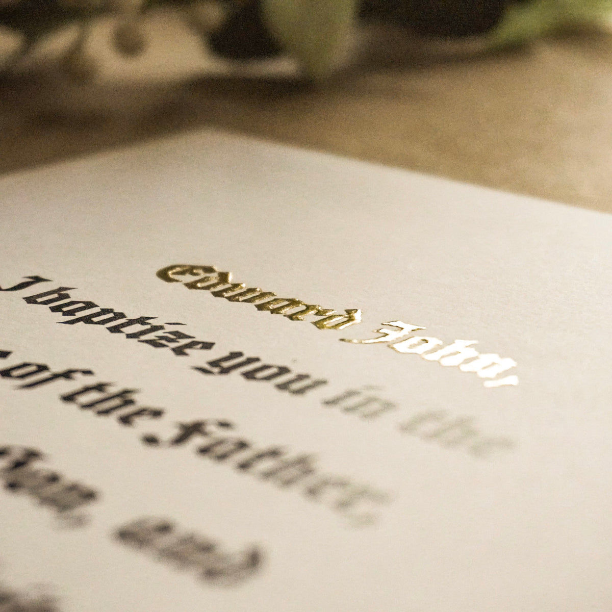 Personalized Baptism Keepsake Print with 24k Gold Leaf