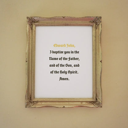 Personalized Baptism Keepsake Print with 24k Gold Leaf