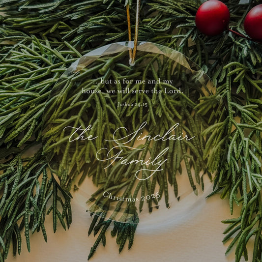 Joshua 24:15 Personalized Family Christmas Ornament